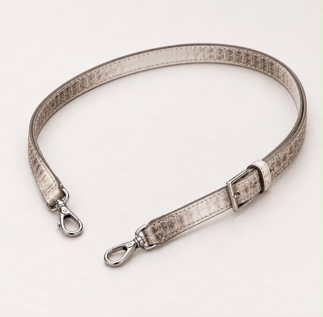 Matching adjustable crocodile shoulder strap