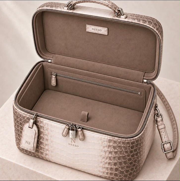 NEESO Vanity Case opened to reveal its fitted interior